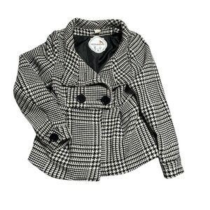 Nick & Mo Black White Houndstooth Peacoat Jacket Women's Medium Double Breasted